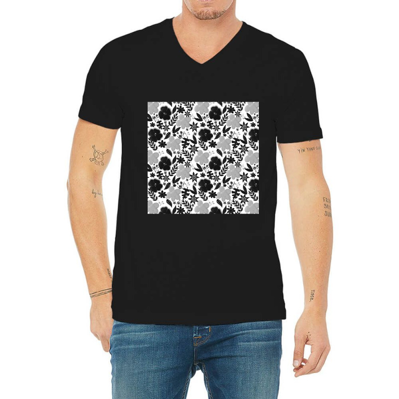 Black And White Sorbet Flowers V-neck Tee | Artistshot