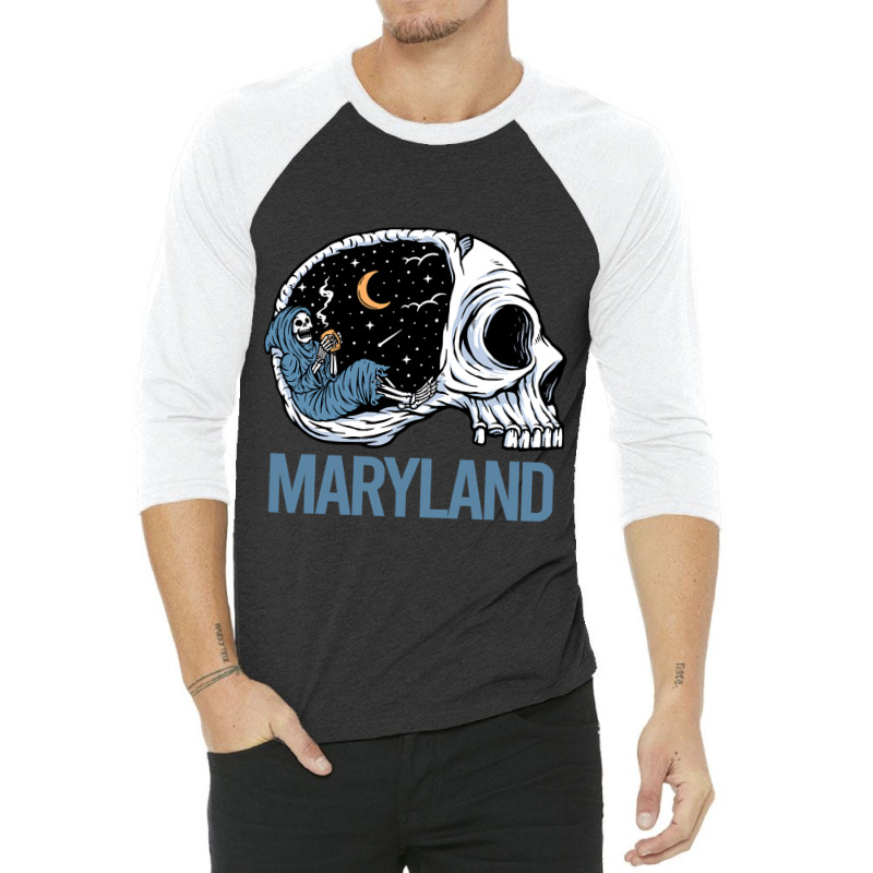 Chilling Skeleton Maryland 3/4 Sleeve Shirt | Artistshot