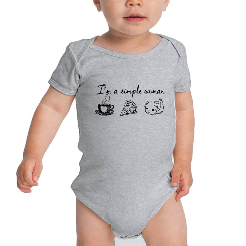 I'm A Simple Woman Who Loves Coffee, Pizza, Pig Baby Bodysuit | Artistshot