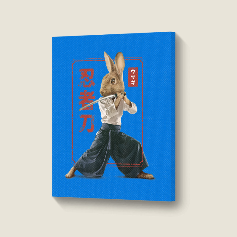 Japanese Samurai Ninja Bunny Rabbit Kawaii Tattoo Graphic Portrait Canvas Print | Artistshot