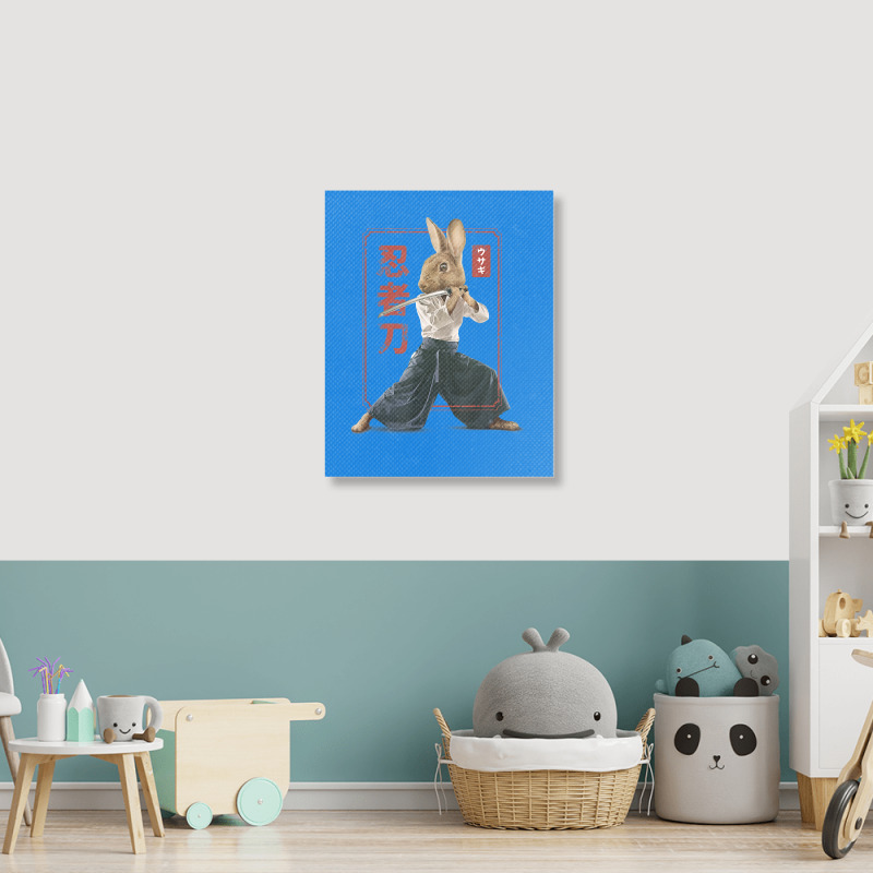 Japanese Samurai Ninja Bunny Rabbit Kawaii Tattoo Graphic Portrait Canvas Print | Artistshot