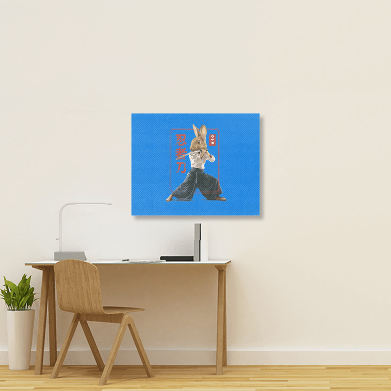 Japanese Samurai Ninja Bunny Rabbit Kawaii Tattoo Graphic Landscape Canvas Print | Artistshot