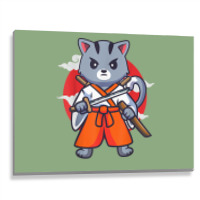 Japanese Samurai Ninja Cat Kawaii Anime Metal Print Horizontal | Artistshot