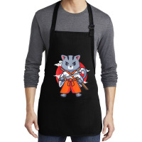 Japanese Samurai Ninja Cat Kawaii Anime Medium-length Apron | Artistshot