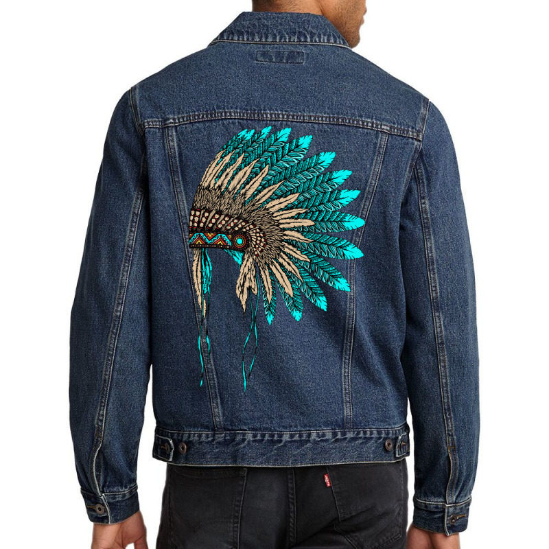 Trending Native American Indian Headdress Costume Jewelry Decor Men Denim Jacket | Artistshot