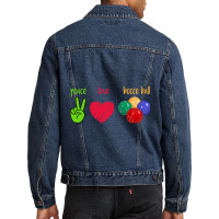 Peace Love Bocce Ball Men Denim Jacket | Artistshot