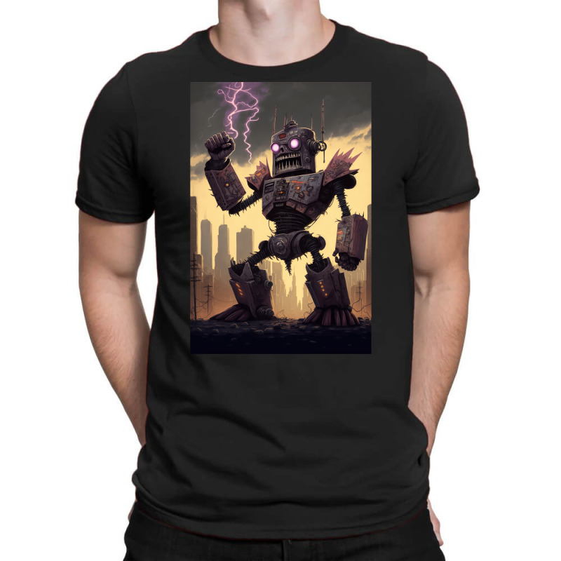 Giant Robot Attacking The City   Japanese Style T-shirt | Artistshot