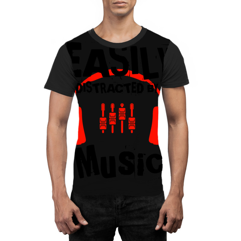 Easily Distracted By Music, Lover Instruments Music Gift Ideas For Mot Graphic T-shirt | Artistshot