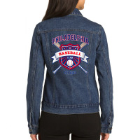 Womens Distressed Retro Look Philly Tailgate Party Gameday Fan Gift V Ladies Denim Jacket | Artistshot