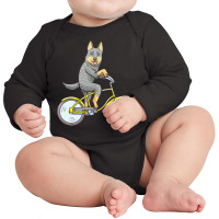 Australian Cattle Dog T  Shirt Australian Cattle Dog Dog With Bike T Long Sleeve Baby Bodysuit | Artistshot