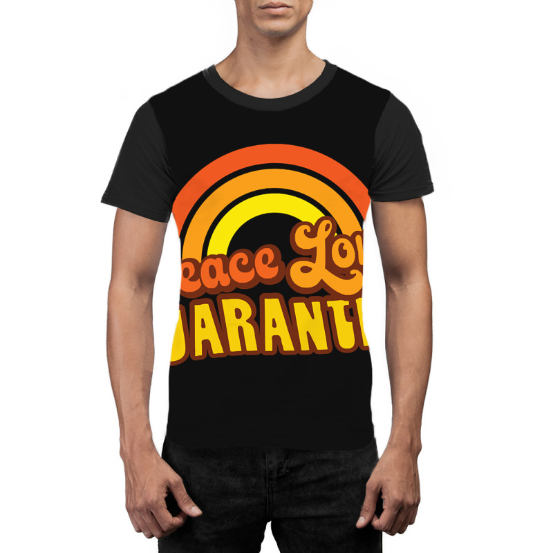 Peace Love Quarantine Retro Rainbow Graphic T-shirt | Artistshot