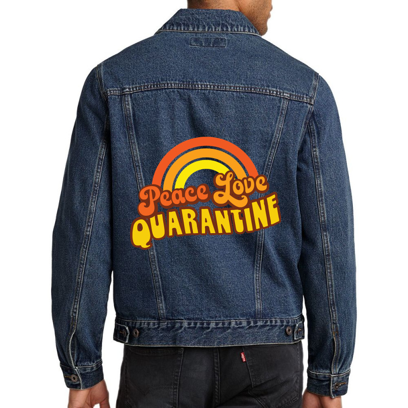 Peace Love Quarantine Retro Rainbow Men Denim Jacket | Artistshot