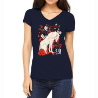 Japanese Wolf Floral Wolves Flower Japan Women's V-neck T-shirt | Artistshot