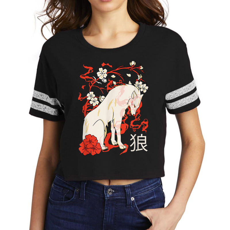 Japanese Wolf Floral Wolves Flower Japan Scorecard Crop Tee by kiingeestebaz | Artistshot