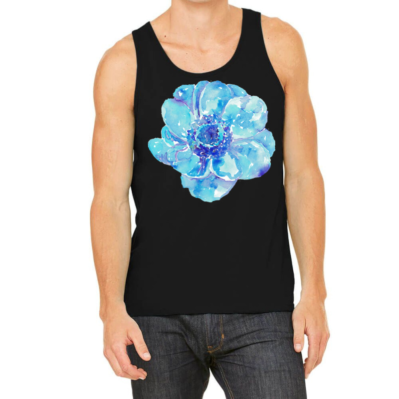 Blue Anemone Flower Painting Red Green Flower Red Green Abstract Water Tank Top | Artistshot