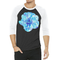 Blue Anemone Flower Painting Red Green Flower Red Green Abstract Water 3/4 Sleeve Shirt | Artistshot