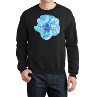 Blue Anemone Flower Painting Red Green Flower Red Green Abstract Water Crewneck Sweatshirt | Artistshot