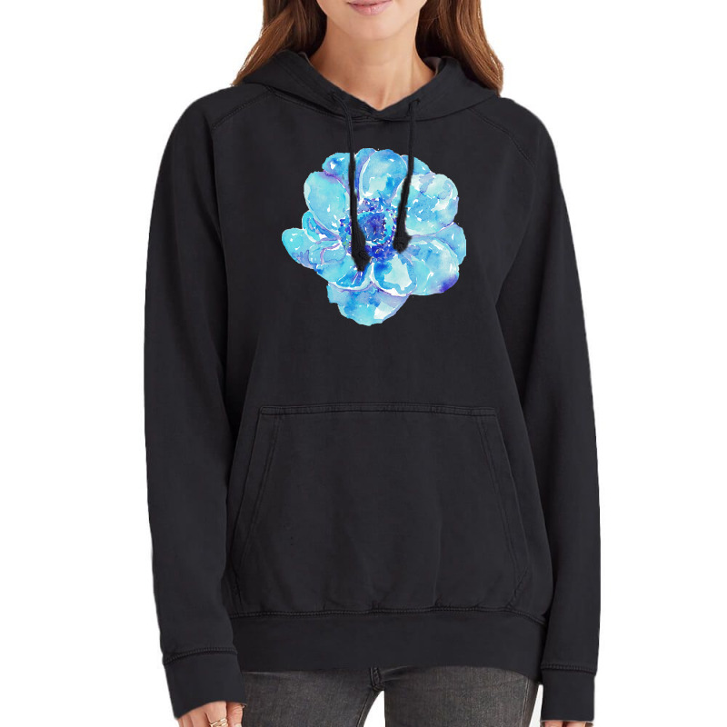 Blue Anemone Flower Painting Red Green Flower Red Green Abstract Water Vintage Hoodie | Artistshot