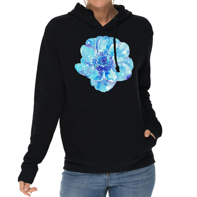 Blue Anemone Flower Painting Red Green Flower Red Green Abstract Water Lightweight Hoodie | Artistshot