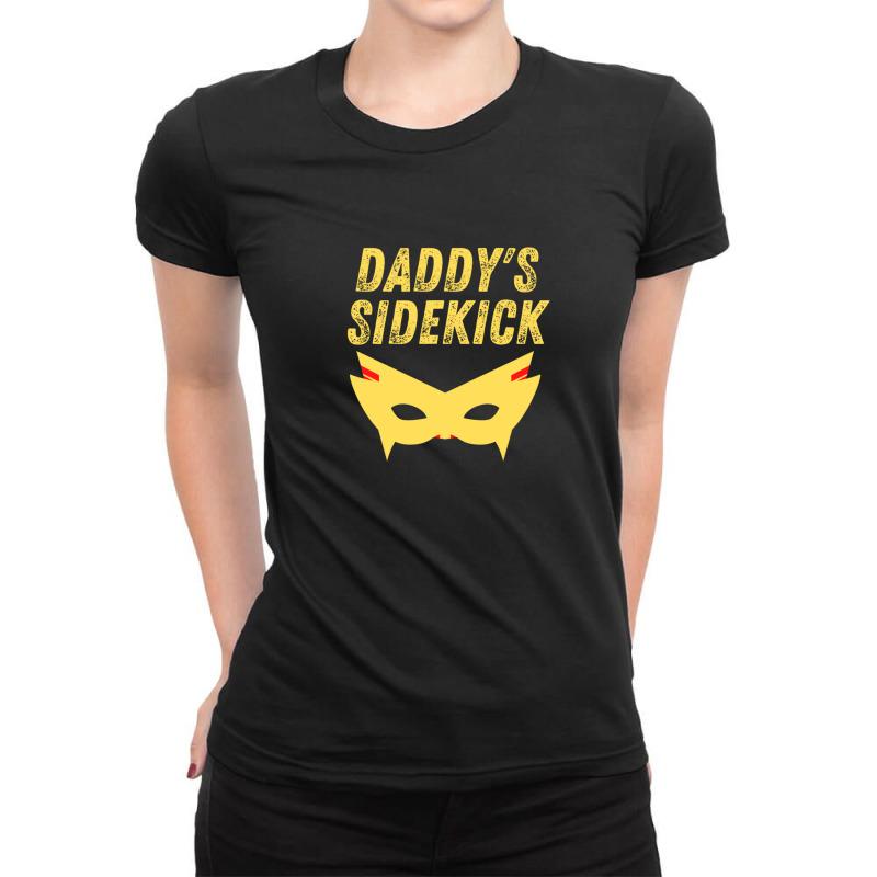 Daddy's Sidekick  Matching Outfit With Superhero Father Dad Ladies Fitted T-Shirt by DavidDelaneyToner | Artistshot