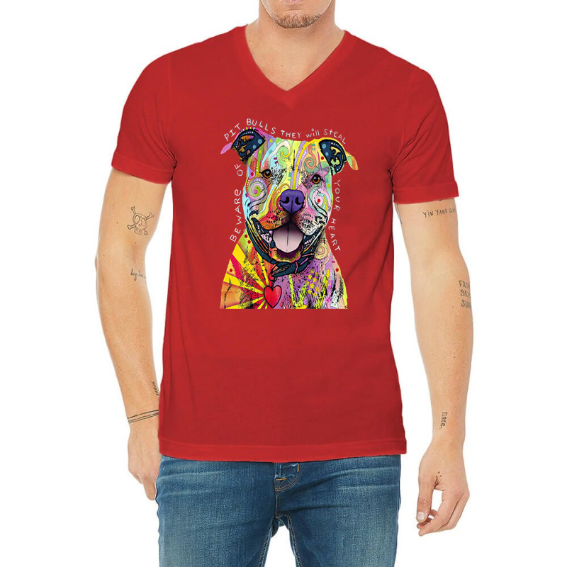 Beware Of Pit Bulls They  Will Steal Your Heart V-neck Tee | Artistshot