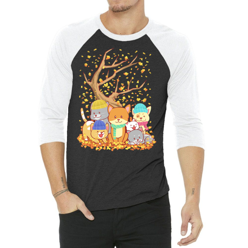 Cats T  Shirt Cats Fall Autumn Leaf Tree Lover Season Fan Enjoy T  Shi 3/4 Sleeve Shirt by oritchie954 | Artistshot