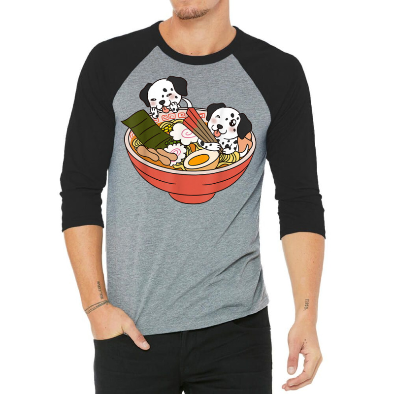 Funny Dalmatian Dog Ramen 3/4 Sleeve Shirt by robeijopicar | Artistshot