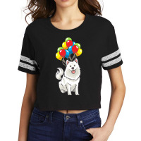 Dog Lover T  Shirt Funny Samoyed Dog With Balloons T  Shirt Scorecard Crop Tee | Artistshot