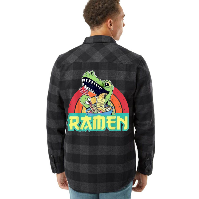 Funny Dinosaur Ramen Cute Anime Trex Japanese Ramen Noodles Flannel Shirt by robeijopicar | Artistshot