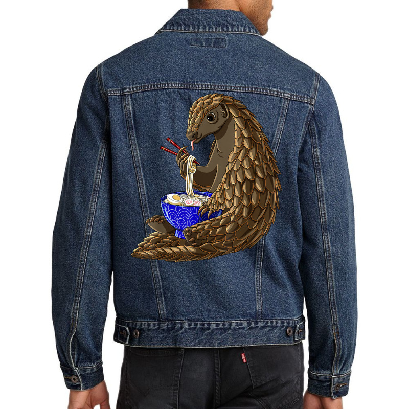 Funny Japanese Kawaii Ramen Noodles Pangolin Men Denim Jacket by robeijopicar | Artistshot