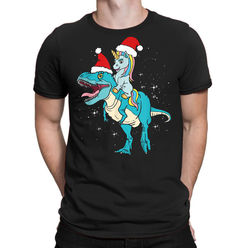 Christmas Trex Santa Unicorn Riding Christmas Dinosaur T Shirt T-Shirt by pacerbe | Artistshot