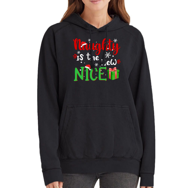 Naughty Is The New Nice Funny Santa Joke Christmas Humor Long Sleeve T Vintage Hoodie by pacerbe | Artistshot