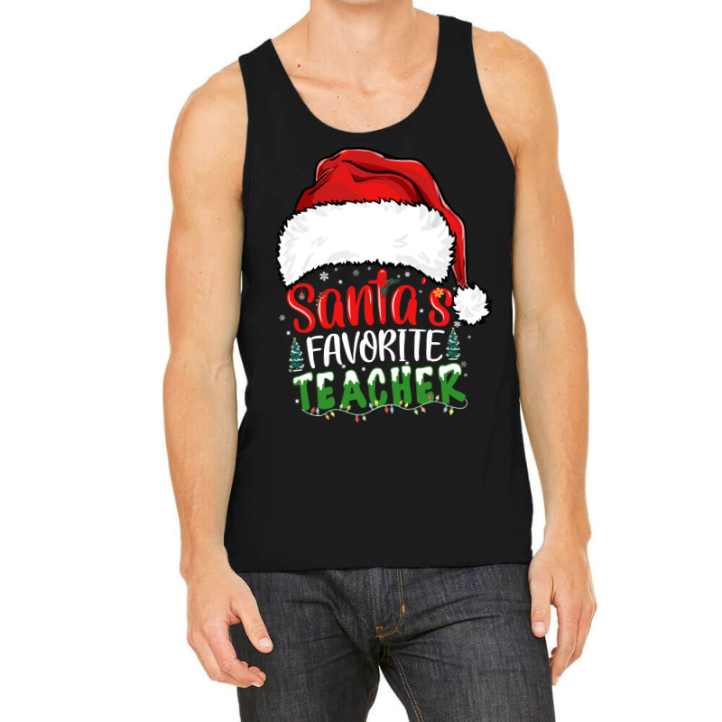 Santa's Favorite Teacher Funny Christmas Teacher Sweatshirt Tank Top by pacerbe | Artistshot