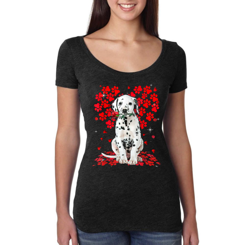 Cute Love Dalmatian Dog Valentine Pet Dog Lover T Shirt Women's Triblend Scoop T-shirt by luckenbg | Artistshot