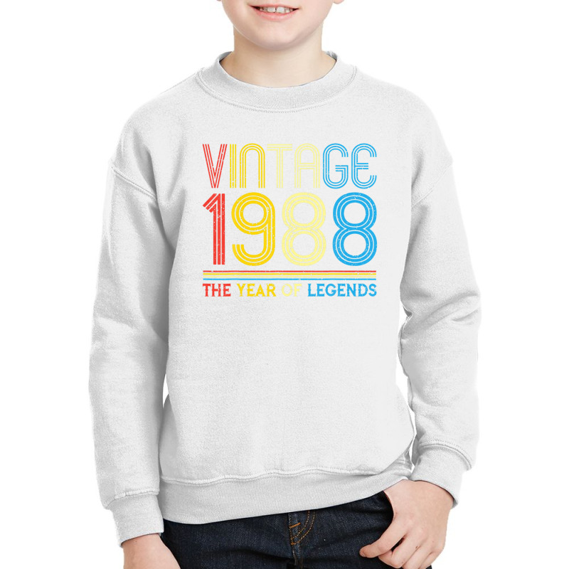 1988. Vintage 1988 Birthday Gifts For Legends Born Made 1988 Youth Sweatshirt | Artistshot