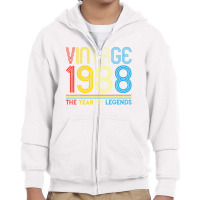 1988. Vintage 1988 Birthday Gifts For Legends Born Made 1988 Youth Zipper Hoodie | Artistshot