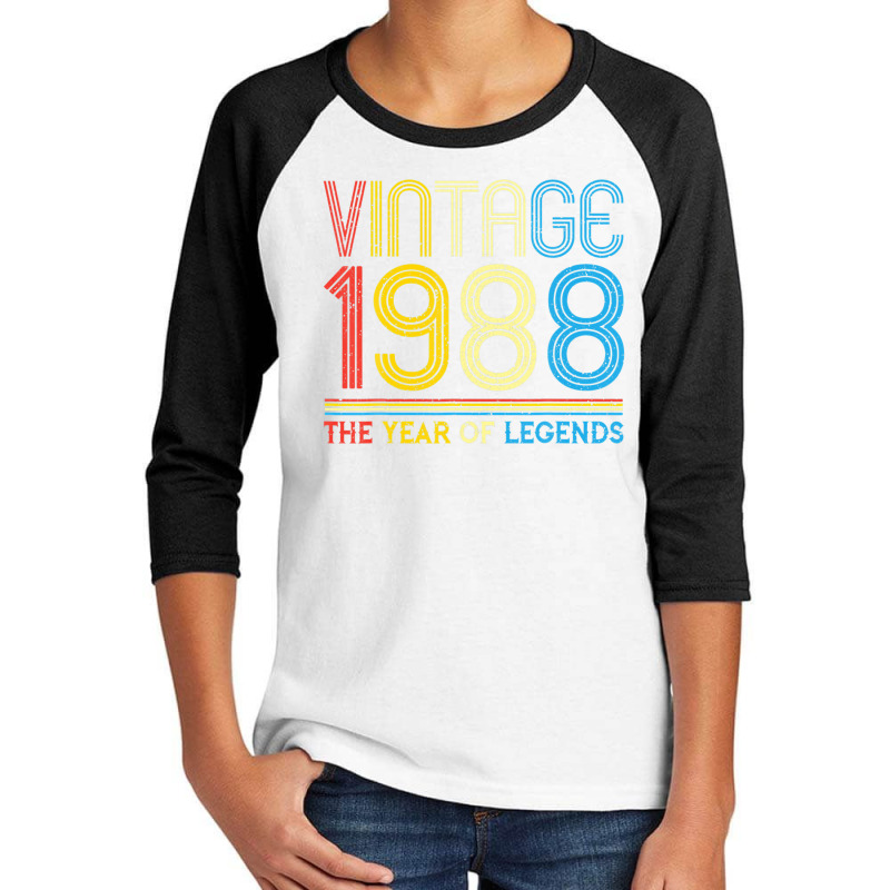 1988. Vintage 1988 Birthday Gifts For Legends Born Made 1988 Youth 3/4 Sleeve | Artistshot