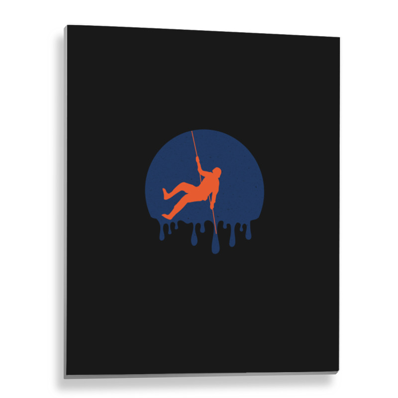 Retro Rock Climbing Dripping Metal Print Vertical | Artistshot