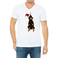 Christmas Doberman Pinscher V-neck Tee | Artistshot