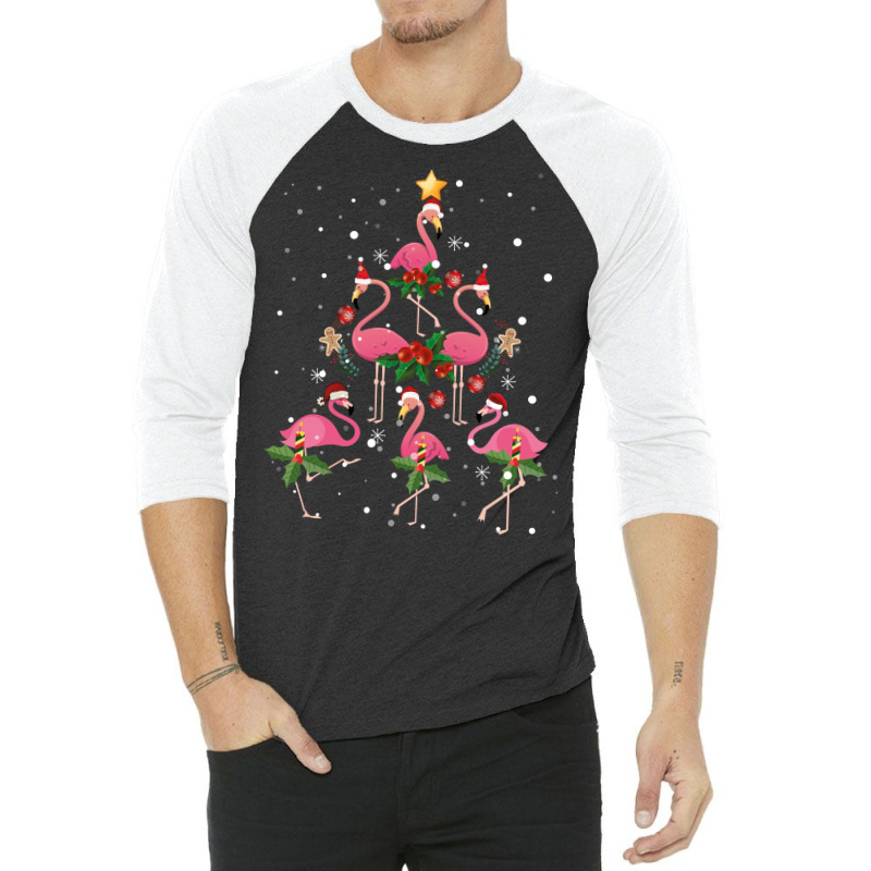 Christmas Flamingo   Flamingo's Christmas Tree 3/4 Sleeve Shirt | Artistshot