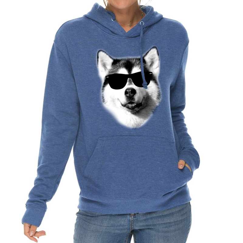 Cool Siberian Husky With Sunglasses Lightweight Hoodie by dinsenoxilasi | Artistshot