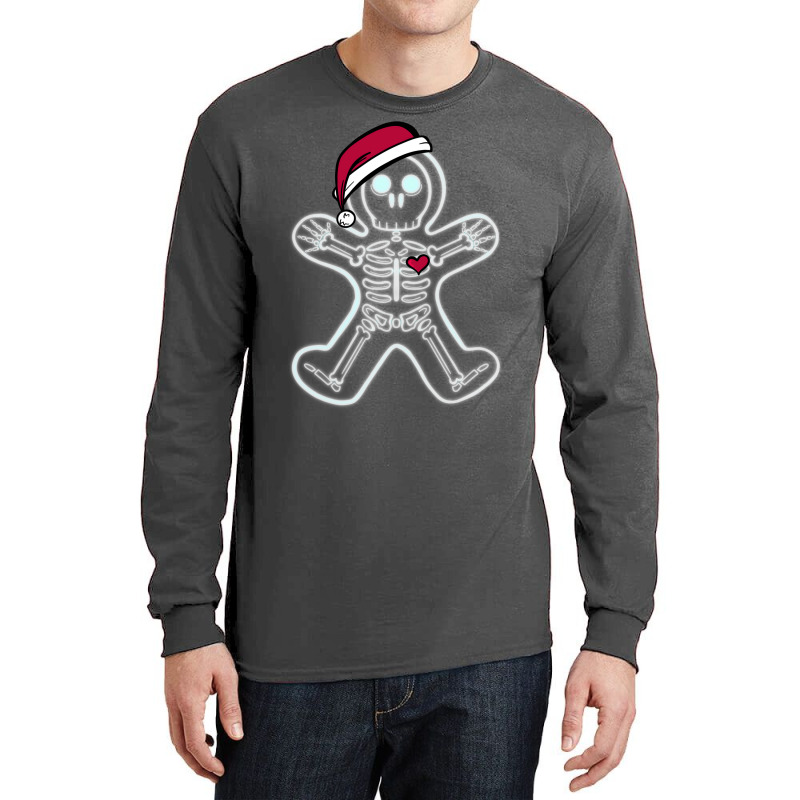 Christmas Gingerbread Man X Ray Cookie Skeleton Wearing A Santa Hat Long Sleeve Shirts | Artistshot