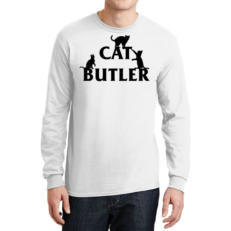 Cat Butler With Cats Crawling On Font Long Sleeve Shirts | Artistshot