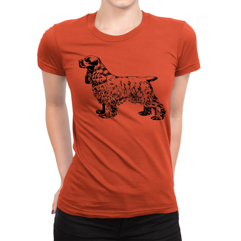 Cocker Spaniel Illustration Ladies Fitted T-Shirt by baltuslediro | Artistshot