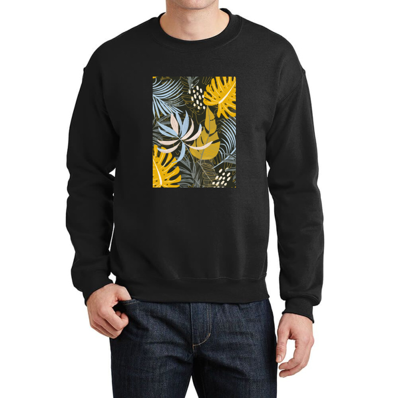 Trend Tropical Leaves Plants Gray Crewneck Sweatshirt | Artistshot