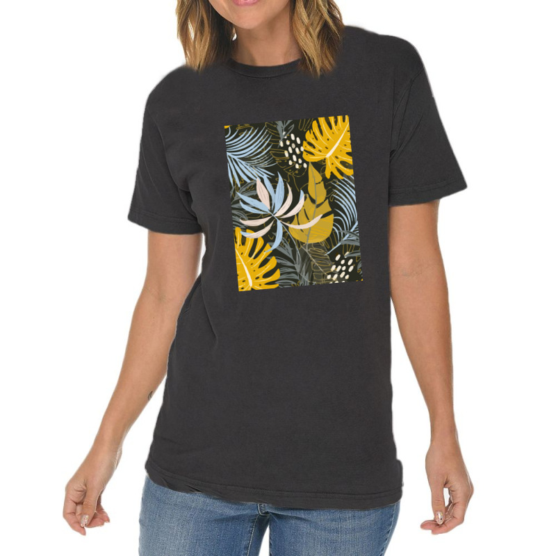 Trend Tropical Leaves Plants Gray Vintage T-shirt | Artistshot