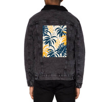 Trend Tropical Leaves Plants Pastel Unisex Sherpa-lined Denim Jacket | Artistshot