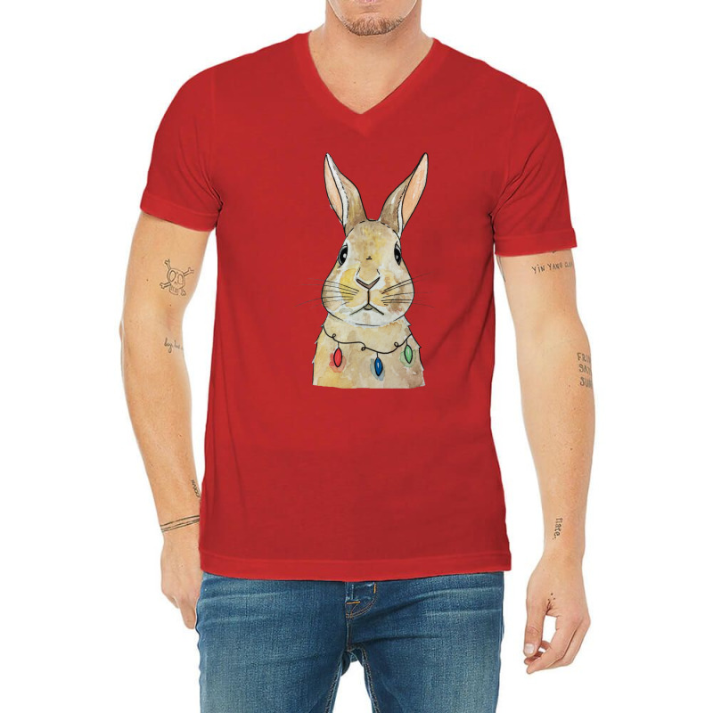 Christmas Rabbit V-neck Tee | Artistshot