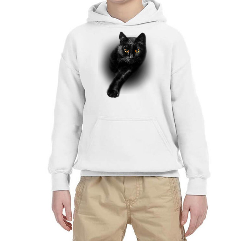 Black Cat Yellow Eyes  Cats Tee  Gifts Youth Hoodie by DonnaSchennum1234 | Artistshot