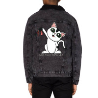 Cat Got Your Tongue Unisex Sherpa-lined Denim Jacket | Artistshot